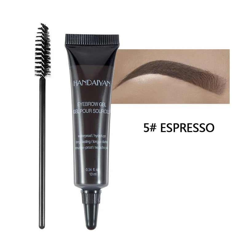 Natural Eyebrow Tint Gel Waterproof Smudge Proof 6 Shades Pigmented Cream Enhancer with Dual Ended Brush