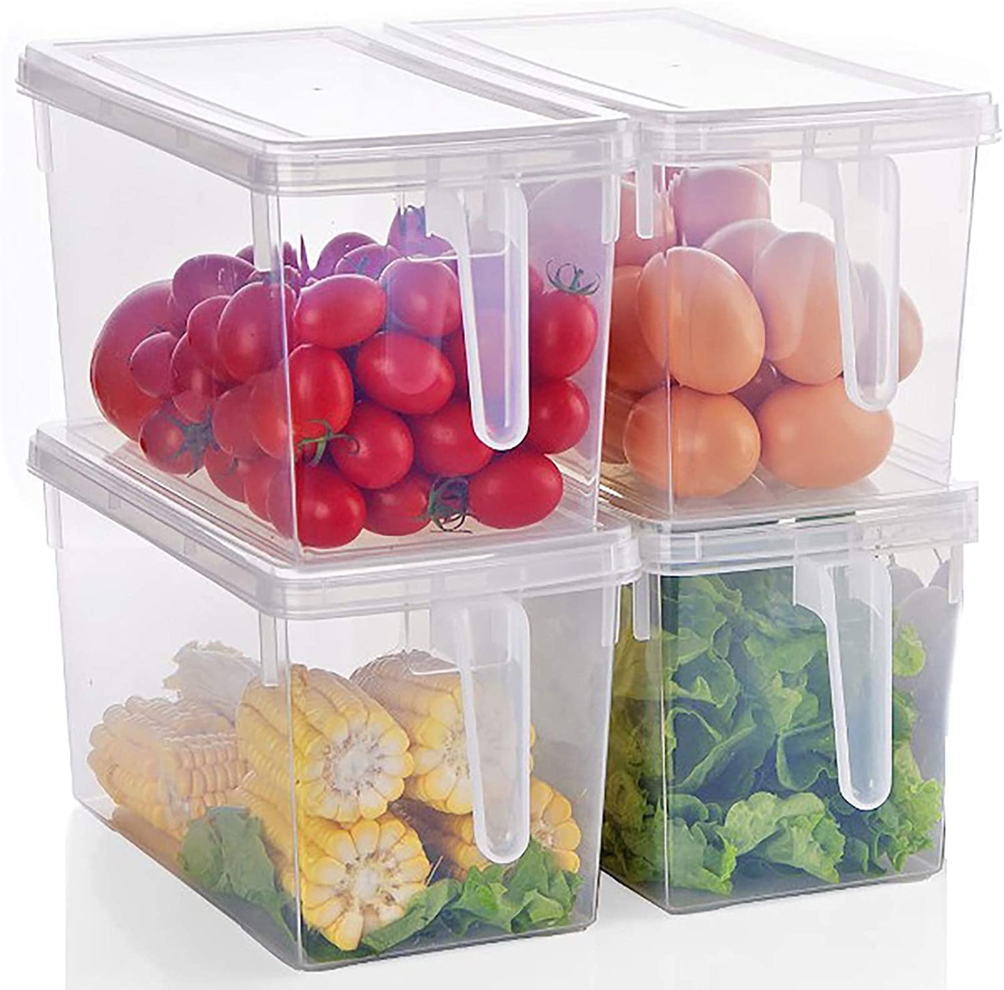Pack of 3 Fridge Organizer Fresh Spacer Layer Storage Rack Drawer Basket Refrigerator Pull-out Drawers Fridge Freezer Storage Organizer Box with Lid and Handle Door Freezer Container Box Kitchen Organizer Plastic Basket Fruits Vegetable Basket