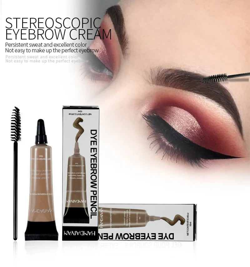 Natural Eyebrow Tint Gel Waterproof Smudge Proof 6 Shades Pigmented Cream Enhancer with Dual Ended Brush