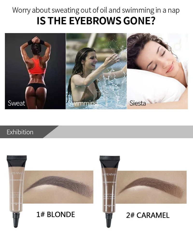 Natural Eyebrow Tint Gel Waterproof Smudge Proof 6 Shades Pigmented Cream Enhancer with Dual Ended Brush