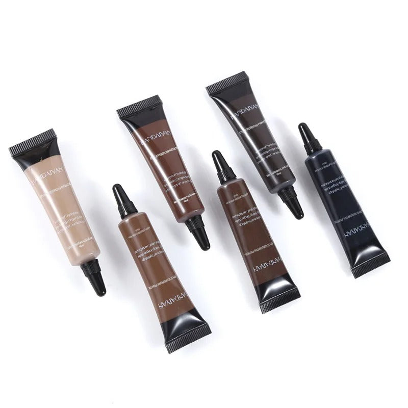 Natural Eyebrow Tint Gel Waterproof Smudge Proof 6 Shades Pigmented Cream Enhancer with Dual Ended Brush