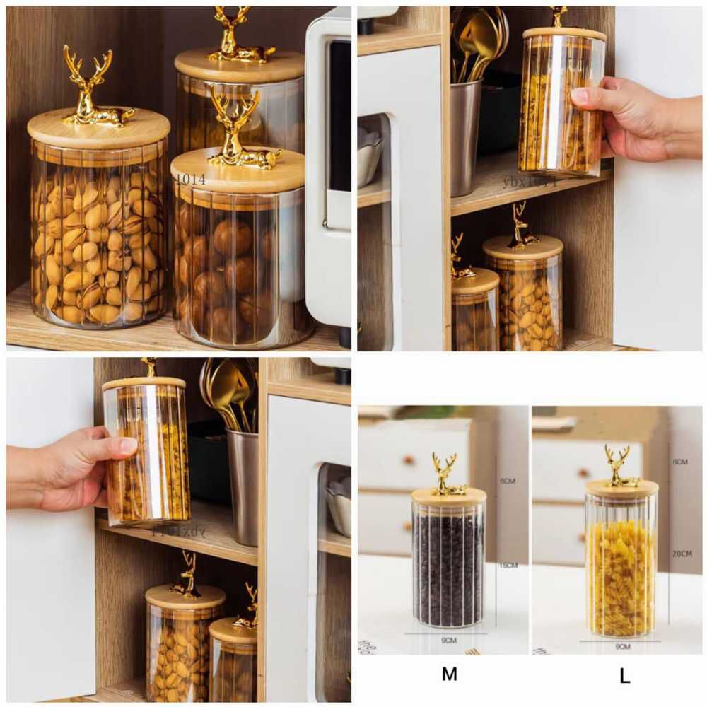 Glass Food Storage Jar with Sealed Bamboo Lid – Kitchen Pantry Canister for Grains, Coffee & Snacks