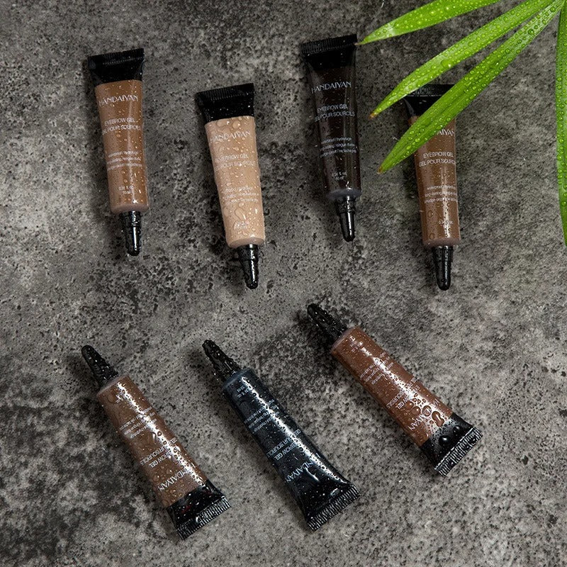 Natural Eyebrow Tint Gel Waterproof Smudge Proof 6 Shades Pigmented Cream Enhancer with Dual Ended Brush