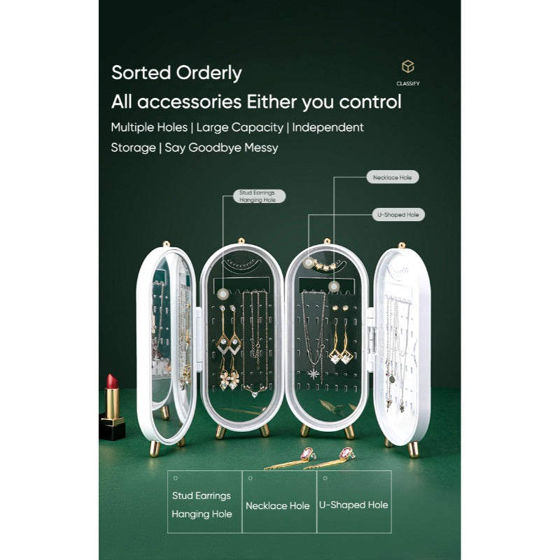 Multi-Functional 4 Layers Dustproof Folding Jewelry Storage Box