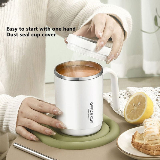 Steel Insulated Mug with Lids Travel Carry Mug With Handle Coffee Milk Juice Mug with Straws and Lids Kitchen Drinkware