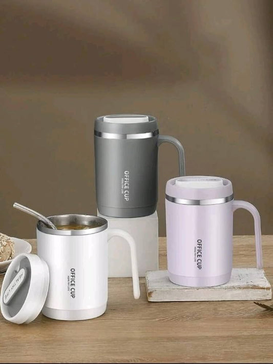 Steel Insulated Mug with Lids Travel Carry Mug With Handle Coffee Milk Juice Mug with Straws and Lids Kitchen Drinkware